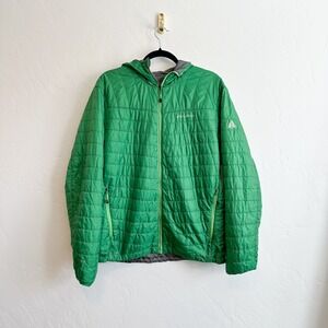 Eddie‎ Bauer | IgniteLite Stretch Reversible Hooded Puffer Jacket Green & Silver